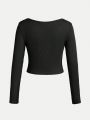 SHEIN 3pcs Tween Girls' Daily Casual Solid Color Long Sleeve Knitted T-Shirt