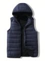 Men Plus Zip Up Hooded Vest Puffer Coat