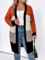 SHEIN LUNE Plus Size Colorblock Drop Shoulder Cardigan