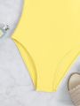 SHEIN Swim Summer Beach 2pack Plain One Shoulder One Piece Swimsuit & Belt