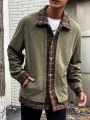 Extended Sizes Men's Green Plaid Texture Jacket
