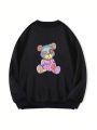 Plus Bear Print Thermal Lined Sweatshirt