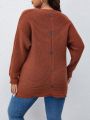 Plus Batwing Sleeve Buttoned Back Sweater