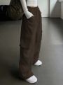 DAZY Drawstring Waist Flap Pocket Side Striped Sweatpants