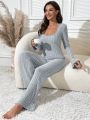 Square Neck Flounce Sleeve Lounge Set