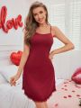 Solid Color Lace Splice Cami Sleep Dress