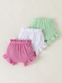 Baby Girls' Solid Color Ruffle Hem Shorts