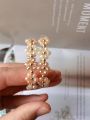 Fashion Artificial Crystal Flower Decor Hoop Earrings For Women For Daily Decoration