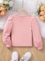 SHEIN Young Girl Square Neck Puff Sleeve Tee