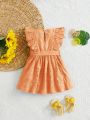 SHEIN Baby Girl's Sweetheart Neckline Dress With Ruffle Hemline And Waist Cincher