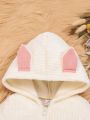 SHEIN Baby Girl 3D Ear Design Hooded Peplum Hem Hooded Coat