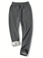 Manfinity Homme Men Drawstring Waist Teddy Lined Sweatpants