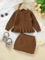 Baby Girls' Ruffle Trim Sweater And Skirt, Sweater Set