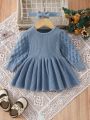 Baby Girls' Elegant & Romantic & Adorable Round Neck Sweater Dress