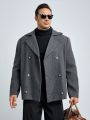 SHEIN Extended Sizes Men Plus Lapel Neck Double Breasted Overcoat
